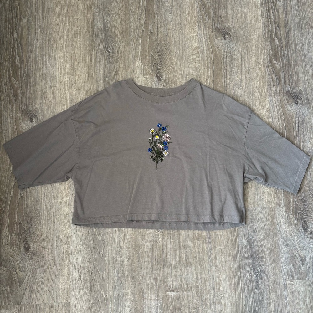 Cotton On Floral Embroidered Cropped Top